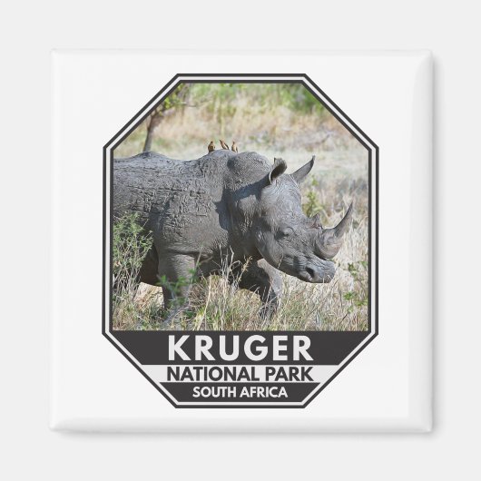 Kruger National Park South Africa Rhino Watercolor Magnet (Vorne)