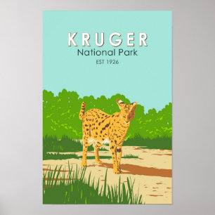 Kruger Nationalpark Serval Reise Kunst Vintage Poster