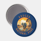 Kruger Nationalpark Südafrika Elephant Retro Magnet (Vorderseite/Rückseite)