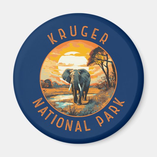 Kruger Nationalpark Südafrika Elephant Retro Magnet (Vorne)