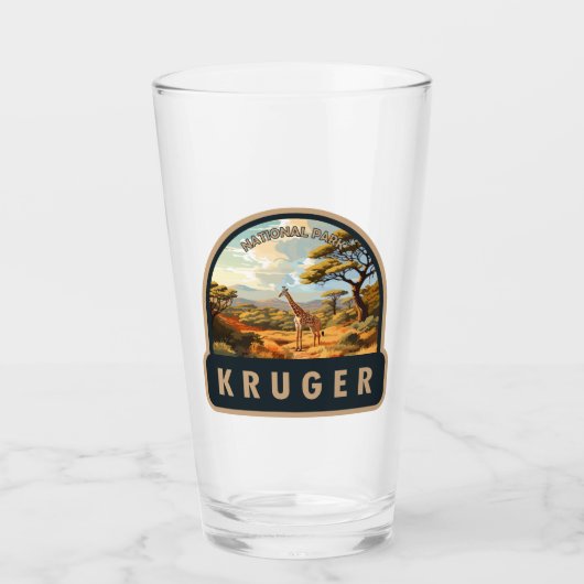 Kruger Nationalpark Südafrika Giraffe Vintag Glas (Vorderseite)