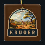 Kruger Nationalpark Südafrika Giraffe Vintag Keramikornament<br><div class="desc">Krüger Vektorgrafik Design. Der Krüger Nationalpark im Nordosten Südafrikas ist eines der größten Spielreservate Afrikas. Seine hohe Dichte an Wildtieren umfasst die Big 5: Löwen,  Leoparden,  Nashörner,  Elefanten und Büffel.</div>