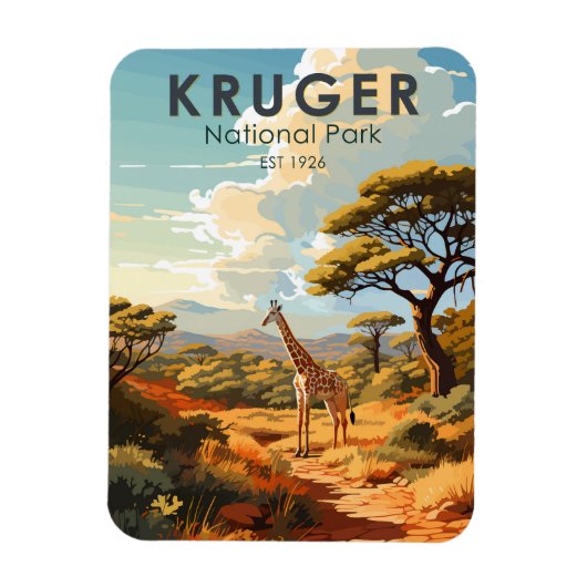 Kruger Nationalpark Südafrika Giraffe Vintag Magnet (Vertikal)