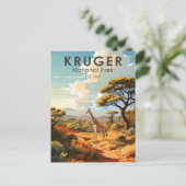 Kruger Nationalpark Südafrika Giraffe Vintag Postkarte (Stehend Vorderseite)