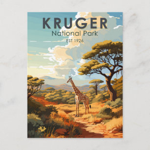 Kruger-Nationalpark Südafrika Giraffe Vintage Postkarte