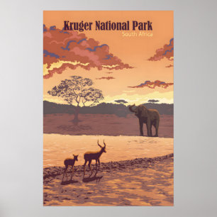 Kruger Nationalpark Südafrika Reiseplakat Poster