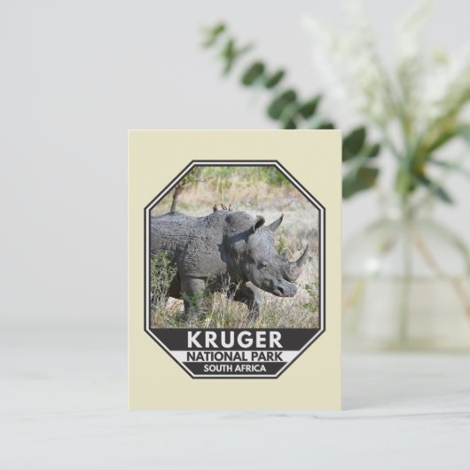 Kruger Nationalpark Südafrika Rhino Postkarte (Stehend Vorderseite)