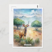 Krüger Nationalpark Wasserfarben Malerei Postkarte (Vorne/Hinten)