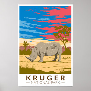 Kruger Nationalpark Weißer Nashorn Reise Kunst Poster