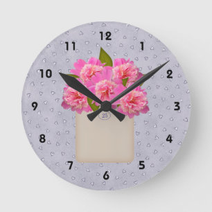 Kruk mit Pfingstrosen Wanduhr