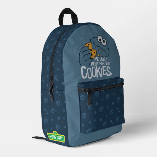 Krümelmonster Just Here for the Cookies Bedruckter Rucksack (Rückseitige Ecke links)