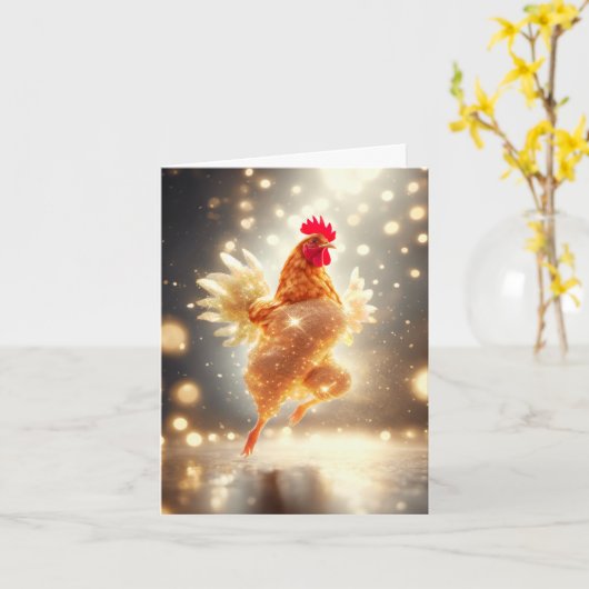 Krummling und Sparkle - funkelndes Huhn Karte (Gelbe Blume)
