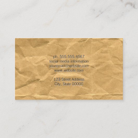 Krummpapier Visitenkarte (Rückseite)