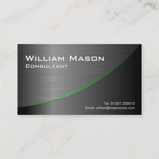 Krümmter schwarzer Edelstahl, Visitenkarte (Vorderseite)