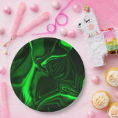 Krümmungen oder Wellen grün metallisch, tief dunke Pappteller (Party)