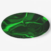 Krümmungen oder Wellen grün metallisch, tief dunke Pappteller (Schrägansicht)