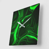 Krümmungen oder Wellen grün metallisch, tief dunke Quadratische Wanduhr (Winkel)