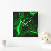 Krümmungen oder Wellen grün metallisch, tief dunke Quadratische Wanduhr (Zuhause)