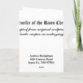 Kruzifix des gestiegenen Christus Feiertagskarte (Rückseite)