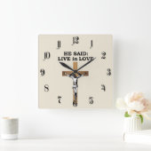 Kruzifix Quadratische Wanduhr (Zuhause)