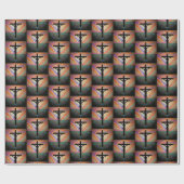 Kruzifix/Wörter Umschlagpapier Geschenkpapier (Flach)