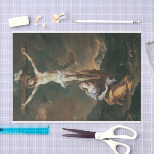 Kruzifixus Mit Maria Magdalena, Martino Altomonte Seidenpapier (Handwerk)