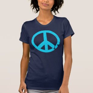 KRW beunruhigtes blaues Friedenszeichen T-Shirt