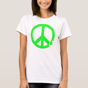 KRW beunruhigtes grünes Friedensneonzeichen T-Shirt