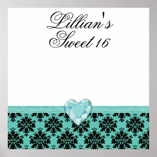 KRW Blue Jewel Heart Sweet 16 Autograph Poster (Vorne)