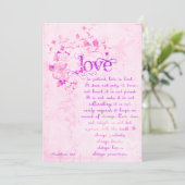 KRW Corinthians Liebe ist: Hochzeit Einladung Rosa (Stehend Vorderseite)