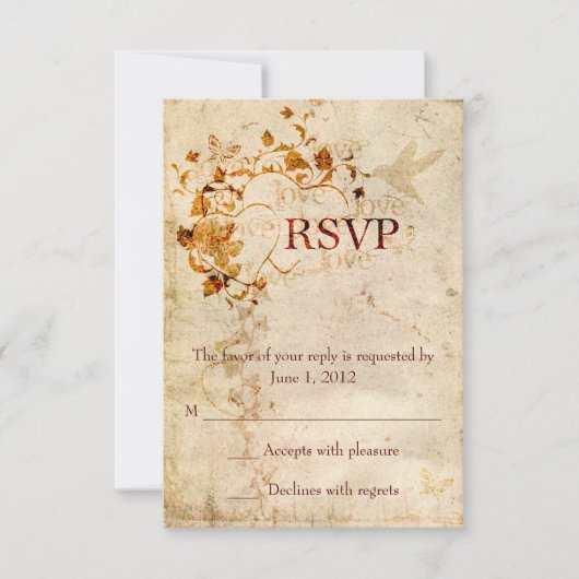 KRW Corinthians Liebe ist: Wedding RSVP Ecru Karte (Vorderseite)