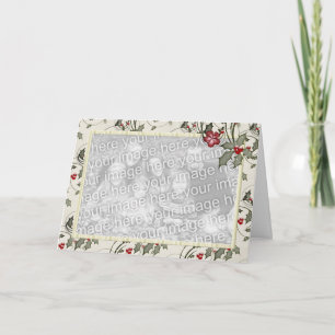 KRW Country Holly and Ivory Stripes Foto Feiertagskarte