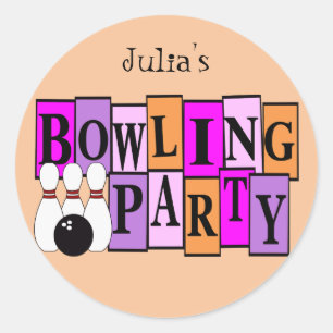 KRW Custom Bowling Birthday Party Runder Aufkleber