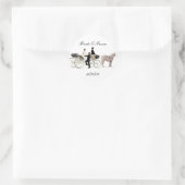 KRW Custom Elegante Horse Gezeichnet Carriage Wedd Runder Aufkleber (Tasche)