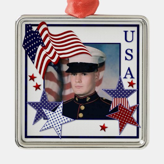 KRW Custom Foto Patriotic USA Flag Ornament (Vorne)