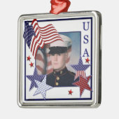 KRW Custom Foto Patriotic USA Flag Ornament (Links)