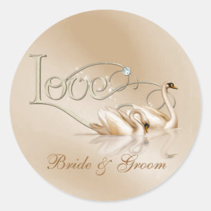 KRW Custom Graceful Swans Liebe Wedding Siegel Runder Aufkleber