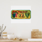 KRW CUSTOM NY Staat Trauben Vintages Kratetikett Poster (Küche)