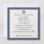 KRW Custom Star von David Bat Mitzvah Einladung<br><div class="desc">KRW Custom Star von David Bat Mitzvah Einladung.  Einfach diese elegante Einladung für den Bat Mitzvah Ihrer Tochter anpassen.  Blauer Rand mit Star of David und Skripttext.  Passende Porto auch verfügbar.</div>