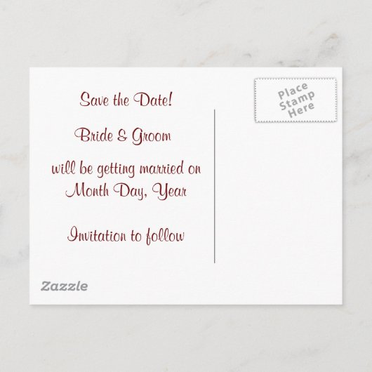 KRW Custom Stylized Red Heart Save the Date Ankündigungspostkarte (Rückseite)