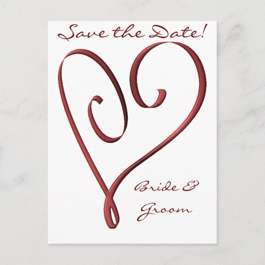KRW Custom Stylized Red Heart Save the Date Ankündigungspostkarte (Vorderseite)