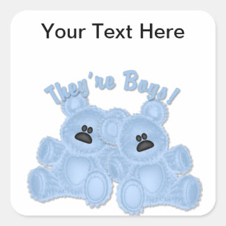KRW Das sind Boys Twin Blue Teddy Bärenaufkleber Quadratischer Aufkleber