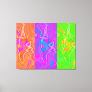 KRW Electric Funk Abstrakt Art Triptych Leinwand