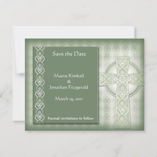 KRW Elegant Celtic Cross Irish Save the Date (Vorderseite)