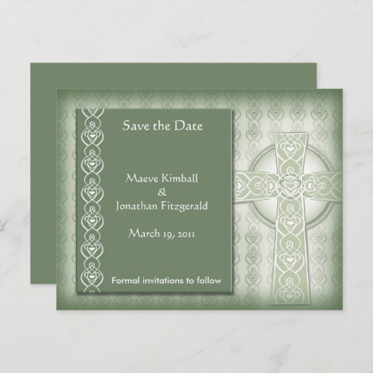 KRW Elegant Celtic Cross Irish Save the Date (Vorne/Hinten)