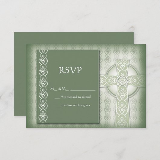 KRW Elegant Celtic Cross Irish UAWG RSVP Karte (Vorne/Hinten)