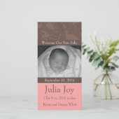 KRW Elegant Pink Custom Foto Geburtsankündigung Ankündigung (Stehend Vorderseite)