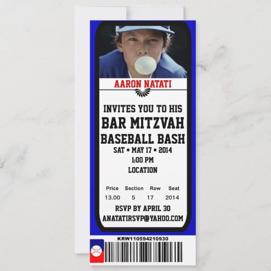 KRW-Foto-Baseball-Bar Mitzvah Karten-Einladung Einladung (Vorderseite)