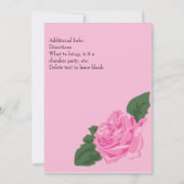 KRW Girls Ballett Rose Geburtstagsparty Einladung (Rückseite)