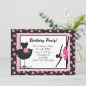 KRW Girls Ballett Rose Geburtstagsparty Einladung (Stehend Vorderseite)